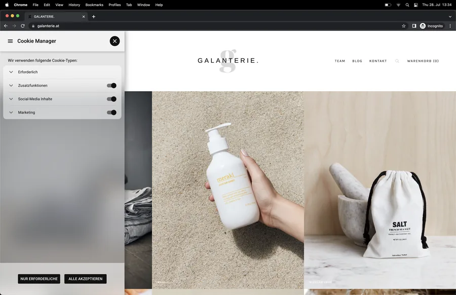 Galanterie — Cookie Manager