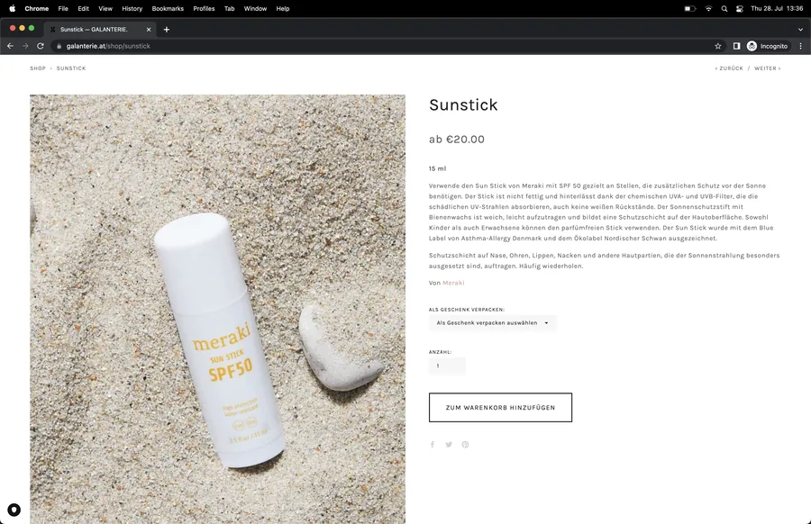 Galanterie — Produktseite
